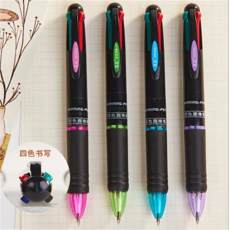 

1 pcs four color ink 4 in 1 ball pen business office stationery original pen advertising promotional gift pen colouful pen