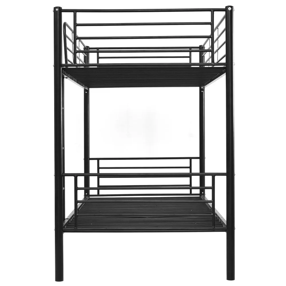 Giantex Metal Twin Over Twin Bunk Bed with Ladder Kids Teens Dorm Bedroom Furniture White Black Steel Bunk Bed Frame HW56238+ Giantex Metal Twin Over Twin Bunk Bed with Ladder Kids Teens Dorm Bedroom Furniture White Black Steel Bunk Bed Frame HW56238+