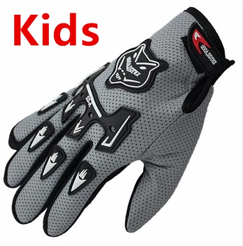 Новое поступление, летние мотоциклетные перчатки с полным пальцем, детские перчатки для мотокросса Luvas, мотоциклетные перчатки Guantes, Детские гоночные Мотоциклетные Перчатки - Цвет: Серый