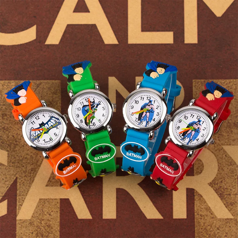 

Best Sale Silicon Belt Cartoon Children's Watch Batman Boy 3D Student Quartz Kids Watch For Children Clock Watches Gift reloj