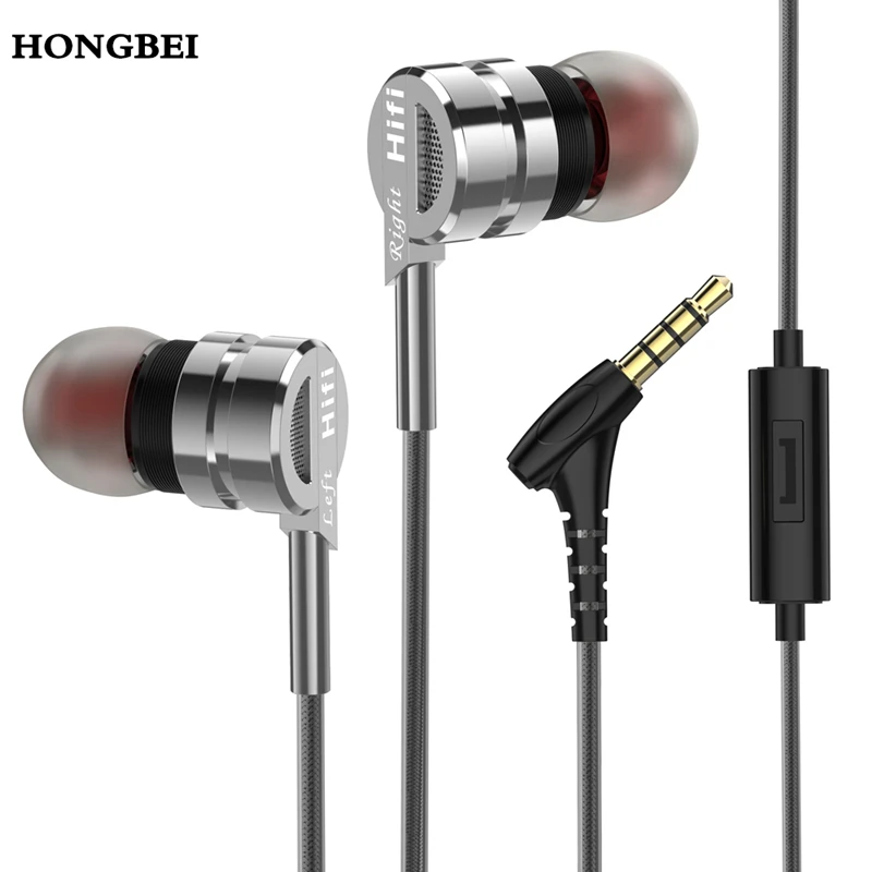 

D05 wired stereo headset metal frame built-in microphone waterproof noise canceling headset for all 3.5mm port Mobile phone