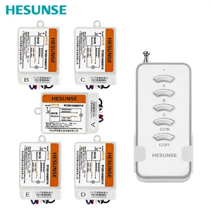 

Y-F211B 1005W 1N5 5 Channels RF Wireless Remote Control Switch 5 Receivers And 1 Remote 220V 110V 433mhz