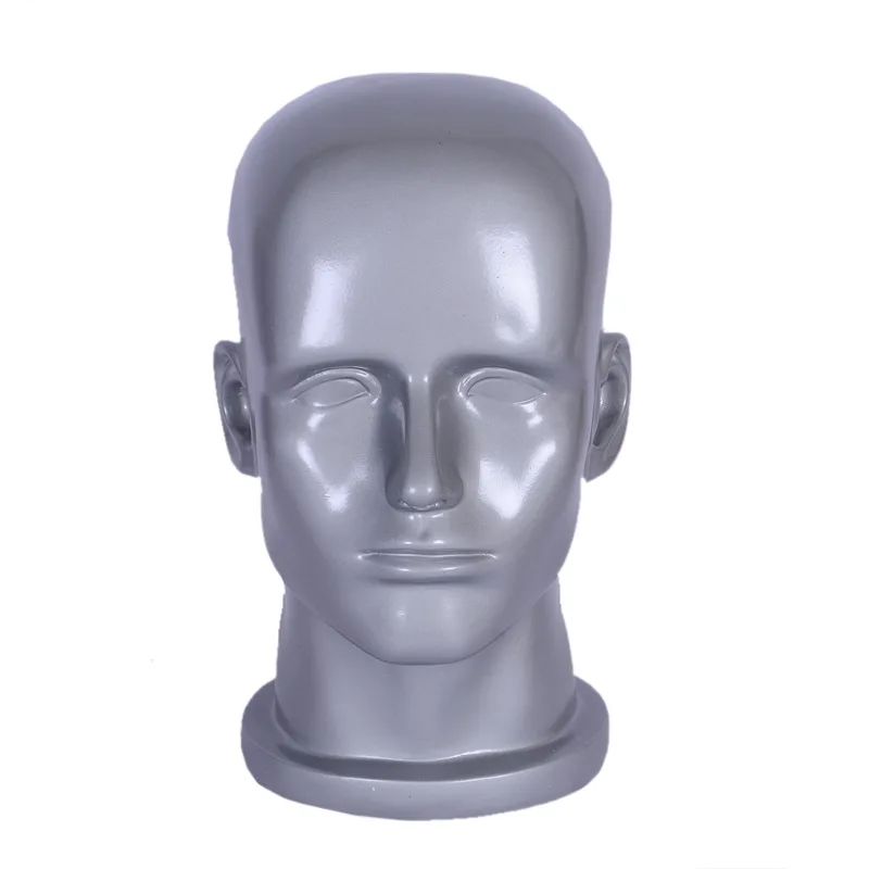 

New 1PC Male Mannequin Manikin Head Display Wig Hat Glasses Mould Show Stand Model Cosmetology Men Head Model Silver