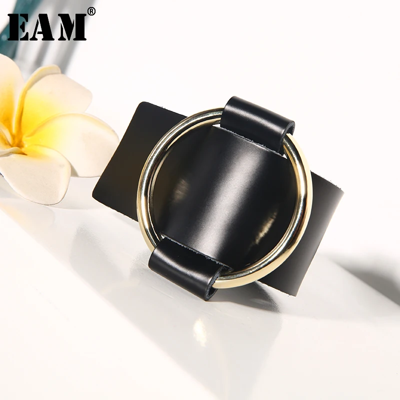 

[EAM] 2019 New Spring Summer Round Buckle Pu Leather Personality Metal Decorative Bracelet Accessories Women Fashion S#Z069