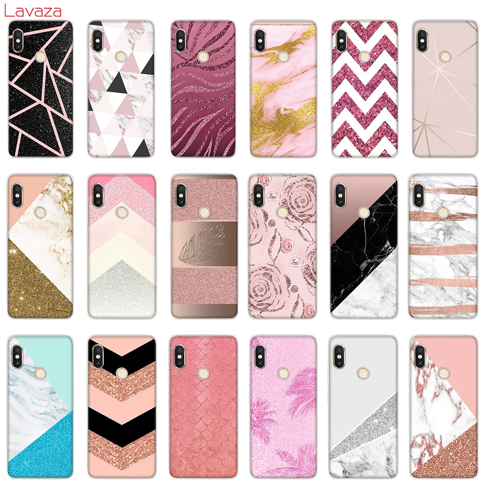 Жесткий чехол Lavaza Gold Pink rose Glitter marble для POCOPHONE F1 Xiaomi A2 Mi8 Lite A1 Redmi Note 4X5 6 Pro | Мобильные