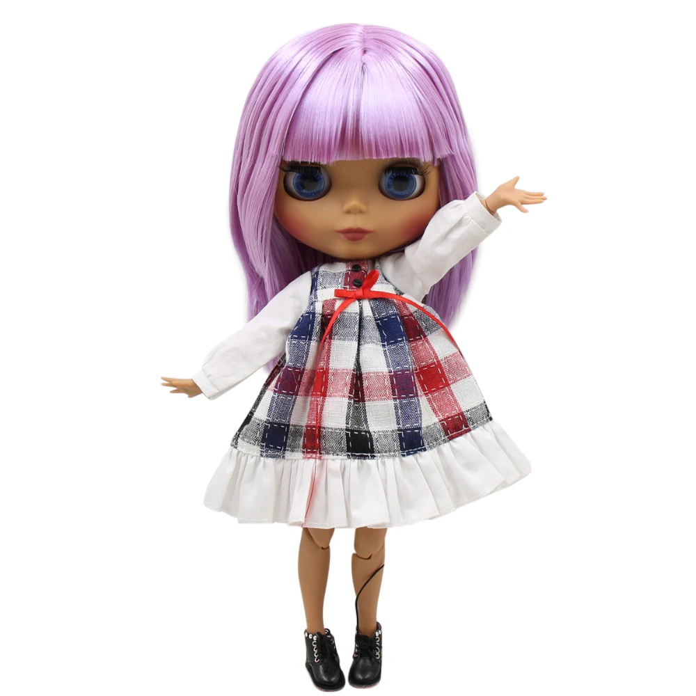 Кукла ледяная DBS Blyth 1/6 bjd сустав тело темная кожа матовое лицо жирные фиолетовые