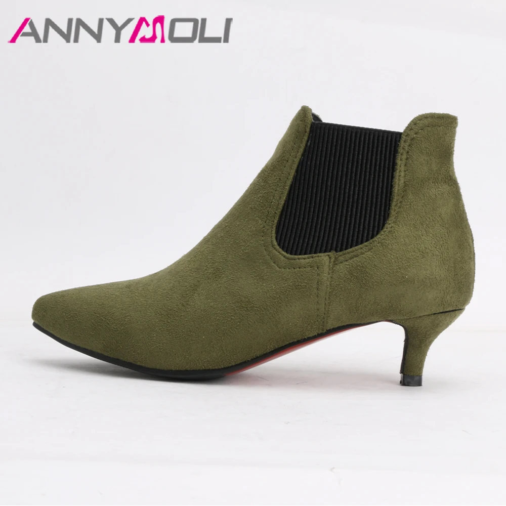 Ботильоны ANNYMOLI женские на среднем каблуке короткие сапоги заостренный носок