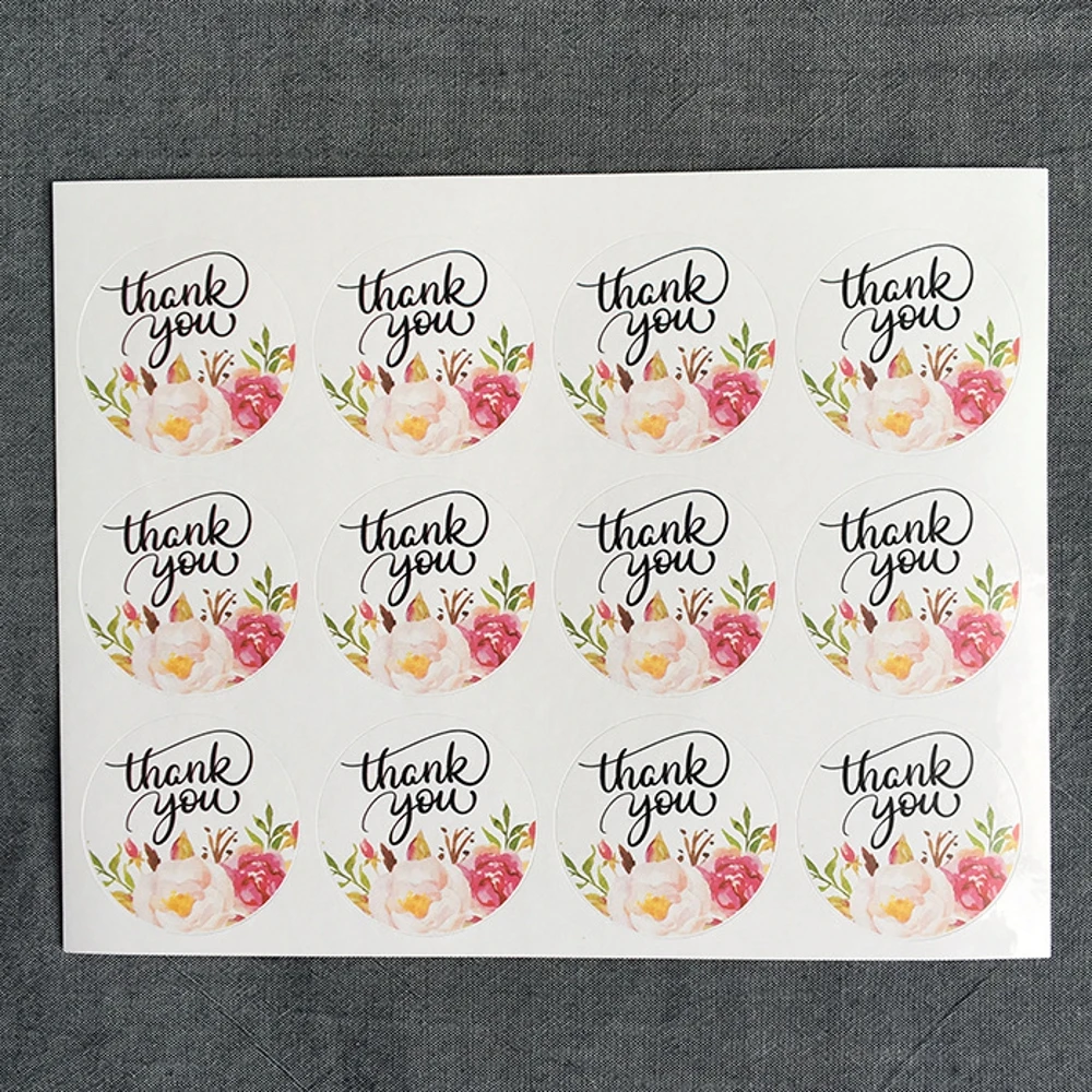 

120Pcs 2019 Flower Round Thank You Handmade Cake Packaging Sealing Label Kraft Sticker Baking DIY Gift Stickers M1402