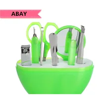 Маникюрный Инструмент Abay, новинка, 4 цвета, яблоко, набор из 9 предметов, инструмент для ногтей, ножницы из нержавеющей стали, красота, путешествия, Уход за ногтями, продукт