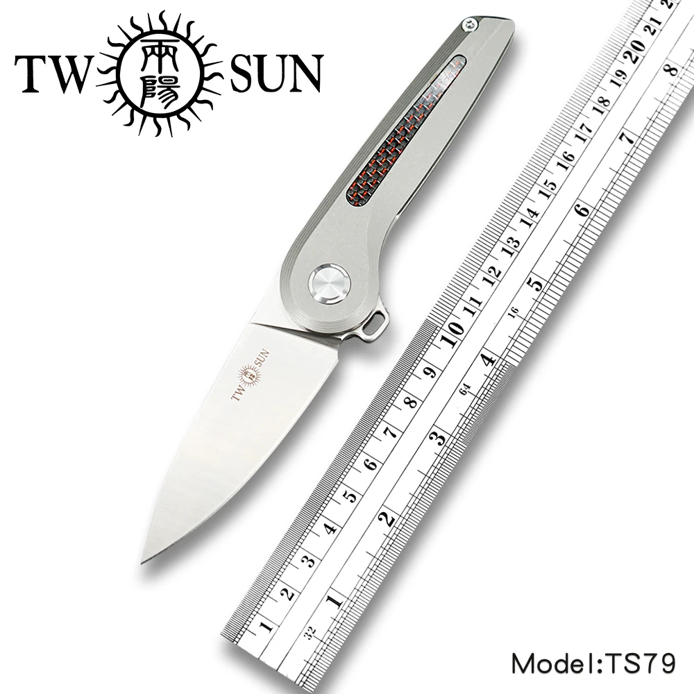 

TWOSUN D2 blade folding knife Pocket Knife tactical knife hunting Outdoor camping tool EDC Titanium ball Bearings Fast Open TS79