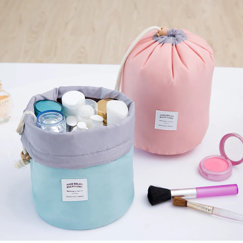 Travel Cosmetic Bag Nylon High Capacity Drawstring Wash Bags Makeup