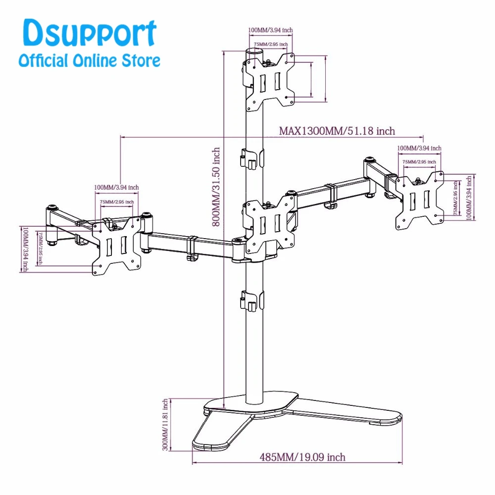 Quad Arm lcd светодиодный сверхмощный монитор Стенд кронштейн, монтируемый в стол 3+ 1 подставка/вмещает четыре экрана до 2" ML6864