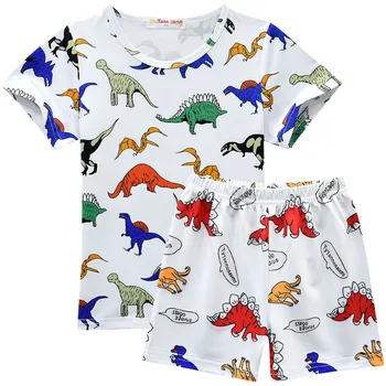 

Summer baby boy clothes Jurassic children's set dinosaur pattern short sleeve tops pants kids pajamas halloween costume for kids