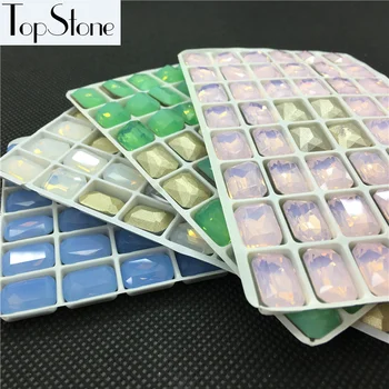 

High Quality K9 Glass Crystal Opal 10x14,13x18mm Rectangle Crystal Fancy Stone Pointed Back Jewelry Beads can Mix opal