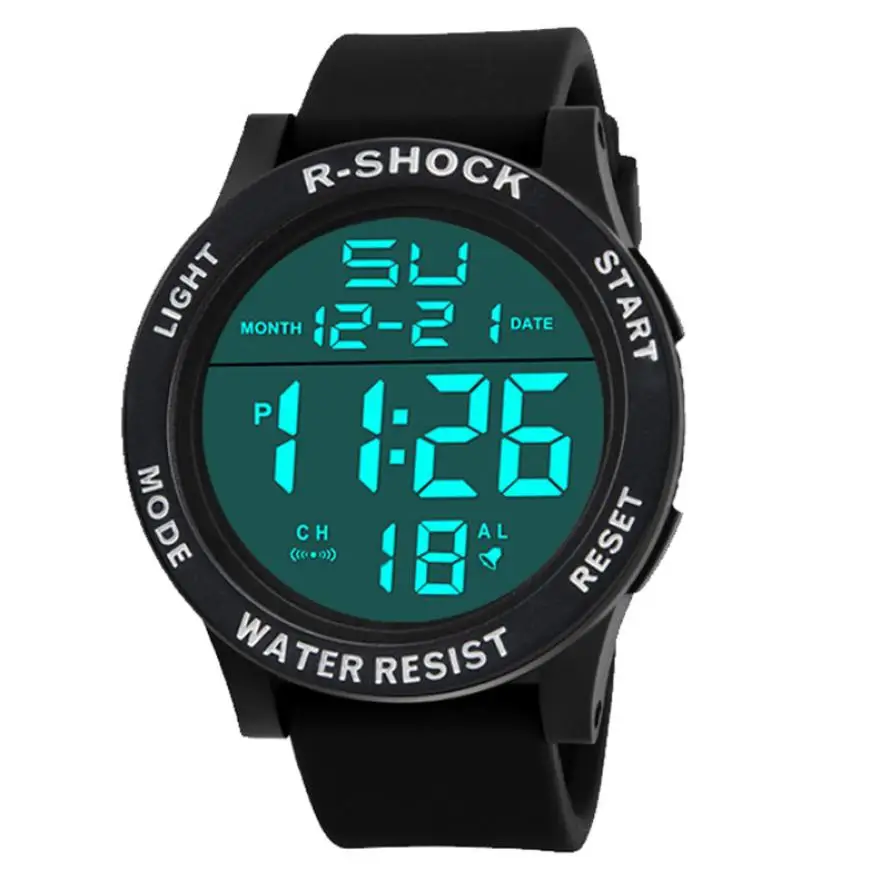 Honhx Mens часы Элитный бренд Для мужчин резиновый силиконовый чехол-бампер с Водонепроницаемый ЖК часы с цифровой индикацией мужские спортивные секундомер часы Relogio# BL3 - Цвет: Белый