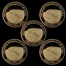  One of The Seven Wonders of The Great Wall of China, 5 Pieces / Set of 24K Gold-plated Commemorative Coins Coins Collectibles 