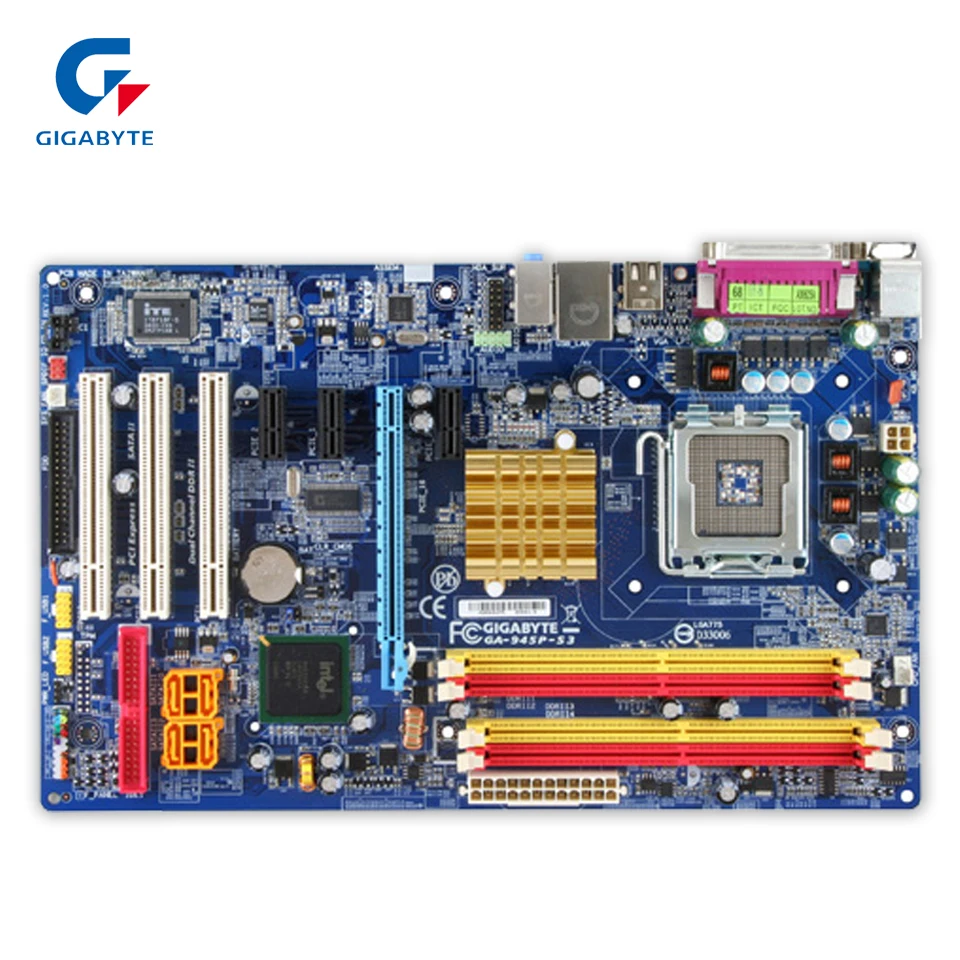 Original Gigabyte GA-945P-S3 Desktop Motherboard 945P-S3 945P LGA 775 DDR2 SATA2.0 ATX 100% Fully Test original gigabyte ga 945gcm s2c desktop motherboard 945gcm s2c 945gc lga 775 ddr2 4g sata2 micro atx 100% fully test