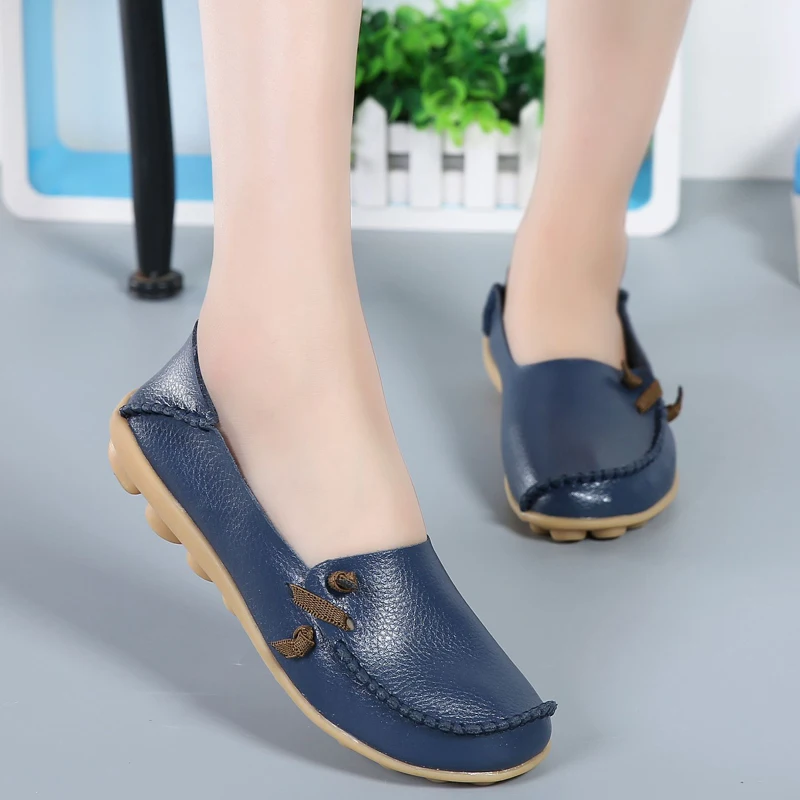 Size 44 Genuine Leather Women Flats Shoes Summer Comfortable Female ...