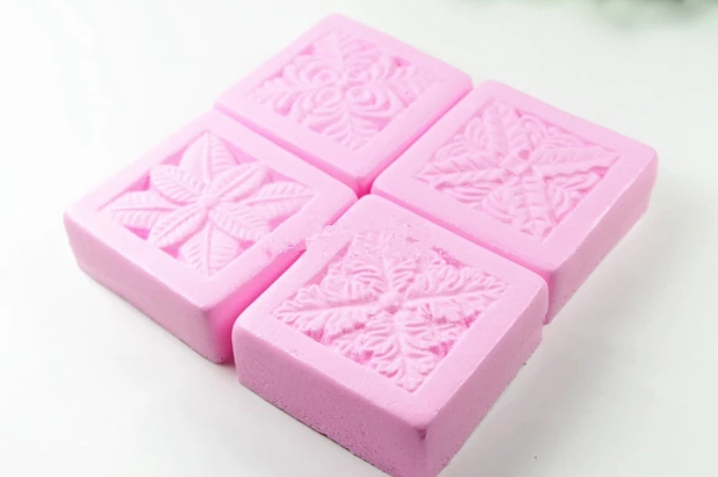 4 отверстия квадратный цветок силиконовая форма для мыла DIY ручной работы Carft 3D