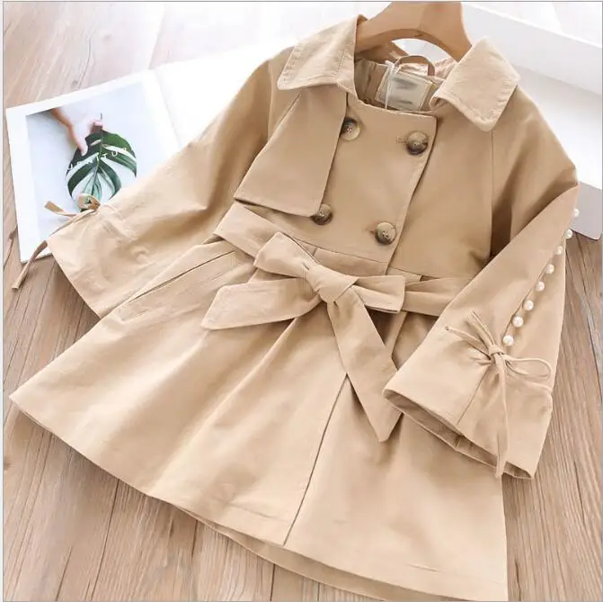 

children Trench coat 2019 fall kids cotton coats fashion high-grade girl double-breasted coat belle clothing