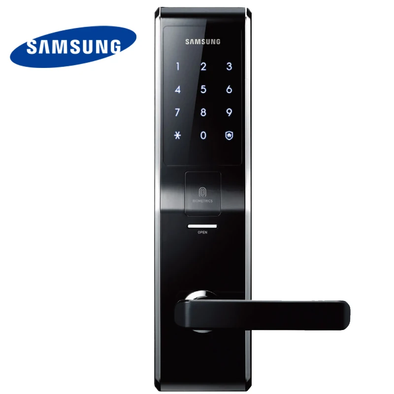 Английская версия большой врезной черный Цвет Samsung отпечатков пальцев цифровой замок shs-h705 (отпечатков пальцев + пароль + ключ)