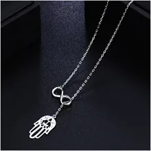 Ожерелье Fatima из стерлингового серебра 925 пробы с подвеской, цепочка с цирконием, колье для женщин, подарок, модное ювелирное изделие, ожерелье