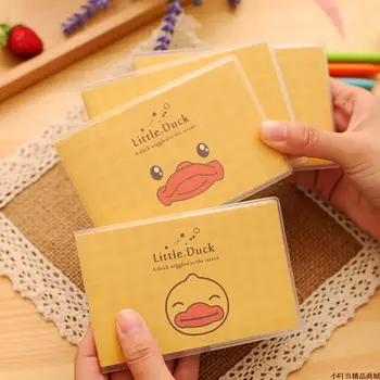 

4pcs/lot 10.6*7.2cm Creative Yellow Duck Plastic Sleeve Job The Student Office Business Work Notebook Mini Diary Book