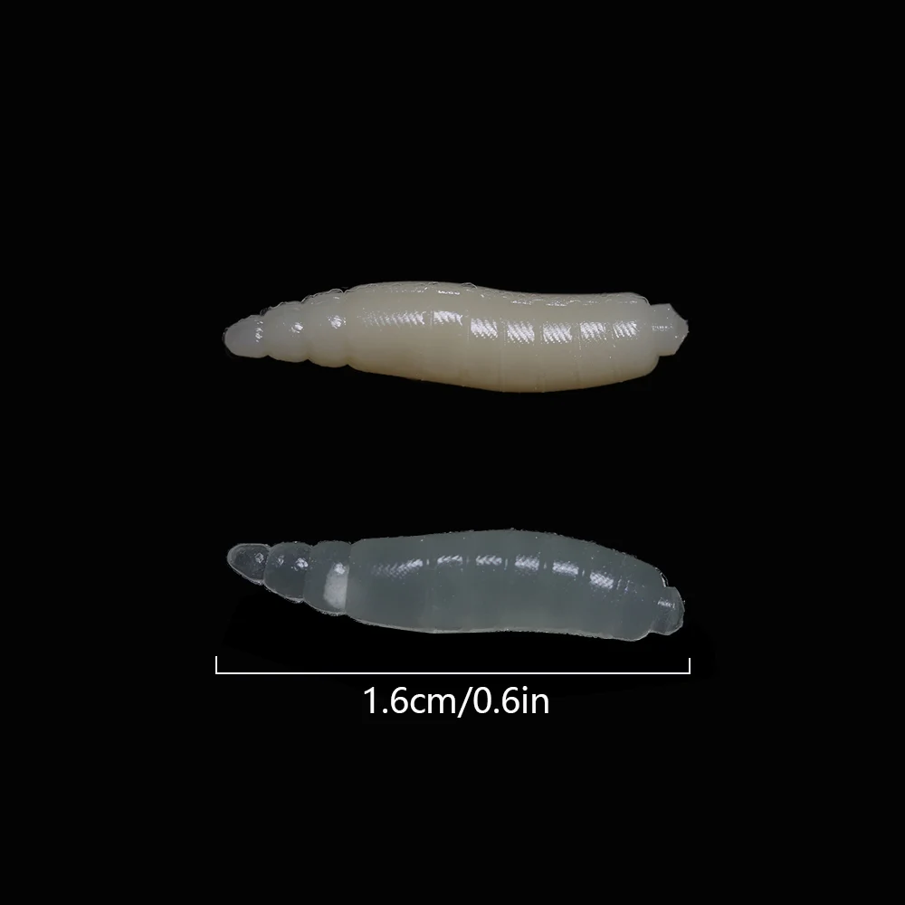 50 шт. 1,6 см приманка-личинка для рыбалки Grub мягкие приманки черви цвета слоновой кости бежевый/светящийся 1,6 см мягкие приманки для рыбалки