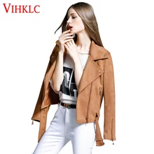 Брендовая женская короткая замшевая куртка осенне-зимняя тонкая Красивая мотоциклетная куртка женская крутая верхняя одежда на молнии английские верхние пальто T647