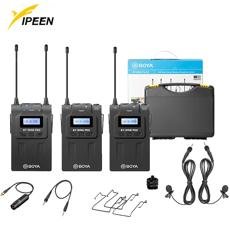 Оригинальный BOYA BY-WM8 UHF Двухканальный беспроводной микрофон Lavalier система для