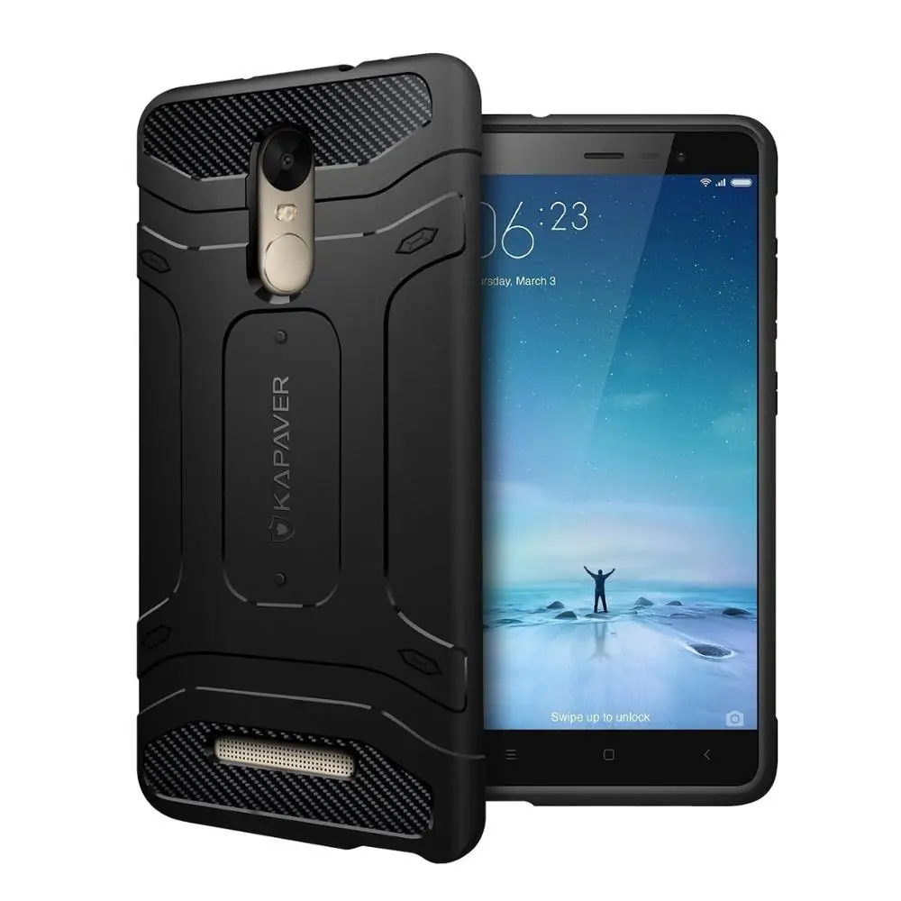 

KAPAVER Redmi Note 3 Back Cover Case Tough Rugged Solid Black Shock Proof Slim Armor Case for Xiaomi Redmi Note 3