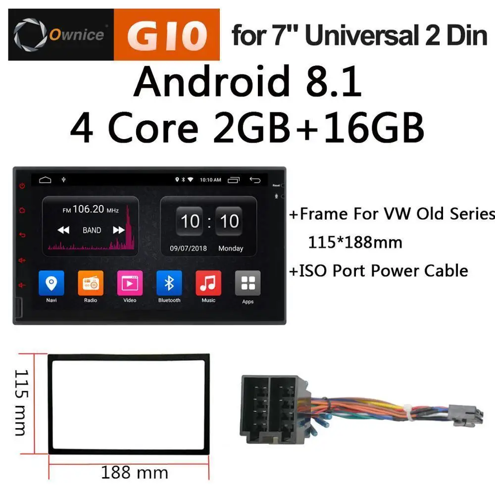 Ownice C500 G10 Octa 8 Core Android головное устройство Поддержка 4 аппарат не привязан к оператору сотовой связи сим сети автомобиля gps 2 din универсальный автомобильный Радио dvd мультимедиа плеер - Цвет: E VW ISO Cable Frame
