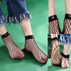 1 пара модные женские туфли рюшами ажурные ботильоны высокие носки из металлической сетки кружева ажурные носки плоской сетки Harajuku