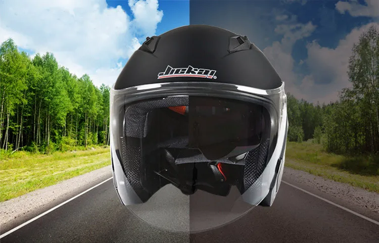 JIEKAI 512 Half Face Flip Up Electronic Motorcycle Hemet With Inner Sun Visor Motorbike Helmets Dual Lens Moto Casque Casco01