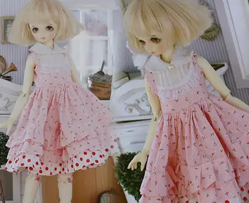 

New 1/3 1/4 1/6 SD MSD YOSD BJD Doll Clothes pink Wave point Girl Dress/Skirt/Suit