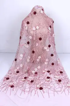 

onion color handmade french beaded lace fabrics 2018 3d flower sequins fabric luxury full beaded bridal lace fabric 5yards