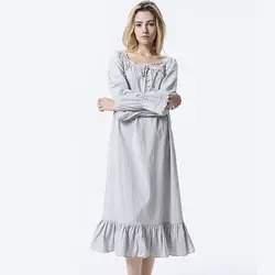 Женская хлопковая ночная рубашка принцессы с длинными рукавами и рюшами, свободный халат, 2019 Весенняя модная женская одежда для сна