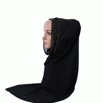 

Casual Woman hijab 19 Colors Rhinestone Chiffon Popular Shawls Scarf Headband Muslim Hijab Turban Thin Breathable Free Shipping