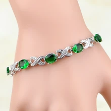 Ювелирные изделия из стерлингового серебра 925 пробы зеленый Австралийский Кристал цепь и звено браслет Рождественский подарок для женщин подарочная коробка и S101