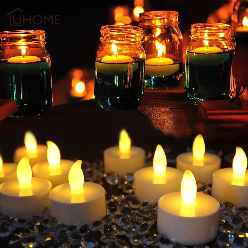 

20-150pcs Flame Flashing Tea Light LED Candle Flickering Battery Powered Christmas Wedding Party Decoration Multicolor Lamp