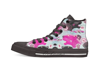 

Fashionable pattern with panther heads High Top Canvas Shoes Flat Casual Custom Unisex Sneaker Drop Shipping