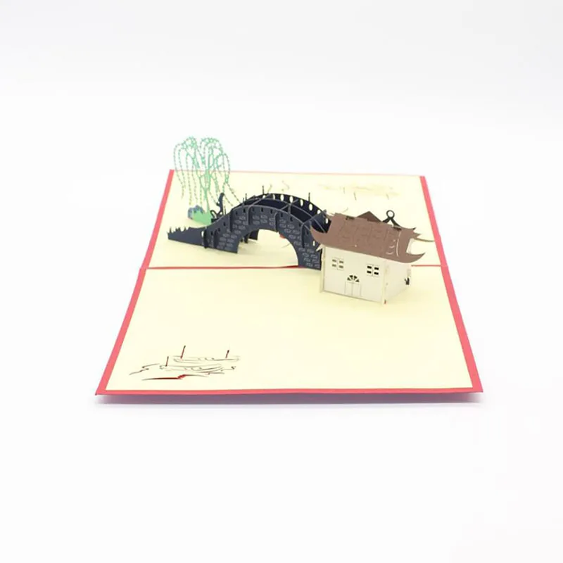  3D Laser Cut Handmade China Suzhou Scenery Bridge River Paper Invitation Greeting Cards PostCard Bu - 32996745332