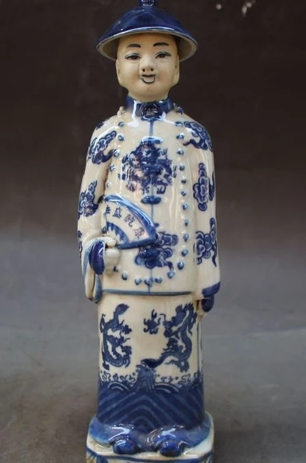 

Old China Dynasty Blue&White Porcelain Dragon Imperial Emperors Monarch Statue