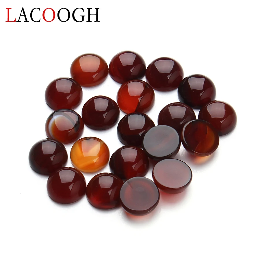 

Fashion 20pcs/lot Dia 10mm 12mm Round Flatback Red Bead Cabochons Beads Natural Onxy Stone Beads for DIY Jewelry Making Supplies