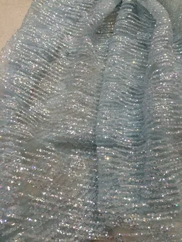 

New arrival Cyndi-1010110 french net lace fabric with glued glitter sequins lace african tulle lace fabric