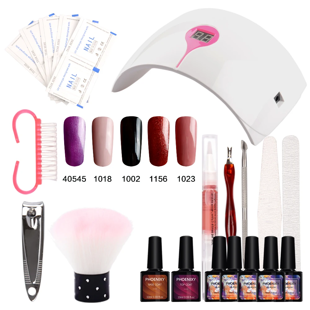 

Nail Gel Soak-off Gel polish Top &amp Base Coat gel nails polish kit 24w 9C lamp 5 colors art tools kits sets manicure