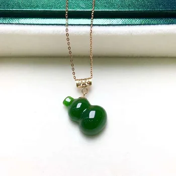 

18K gold inlaid Hetian jasper hoist clavicle chainJ35#