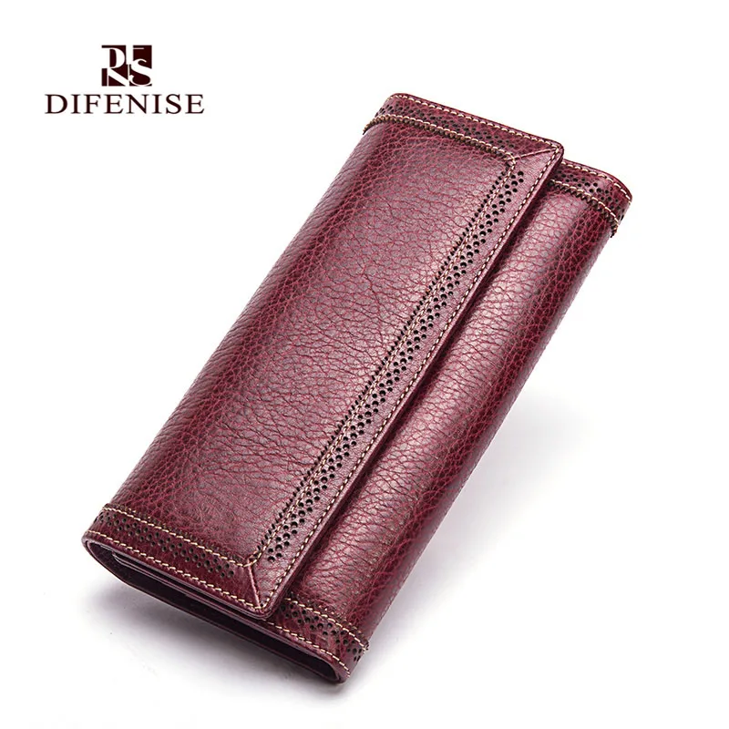 

Difenise Women Genuine Leather Purse Women's Vintage Clutch Purse With Cell Phone Pocket Wallets Long Design Fashion Wallet