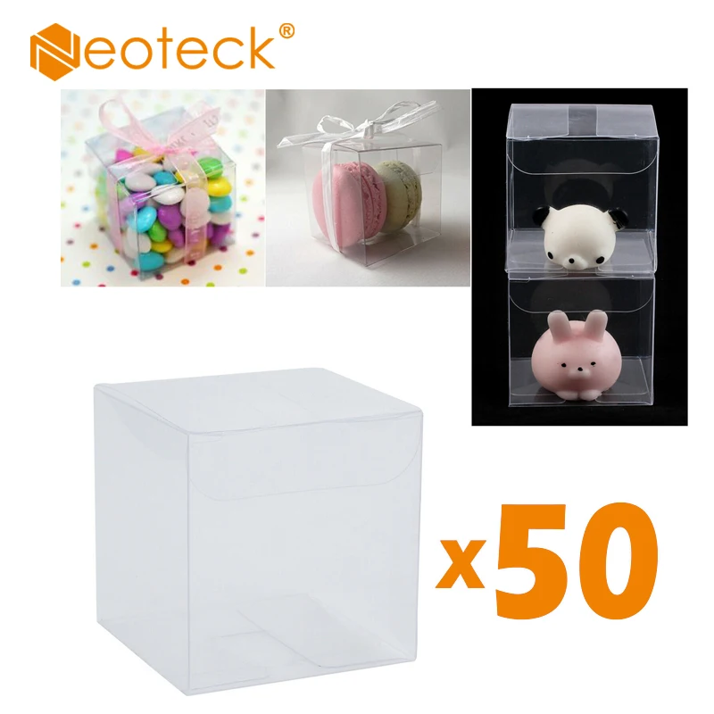 

Neoteck 50pc Clear PVC Transparent Clear Macaron Square Cube Boxes Favour Boxes For Sweet Candy Cake Chiristmas Wedding Gift