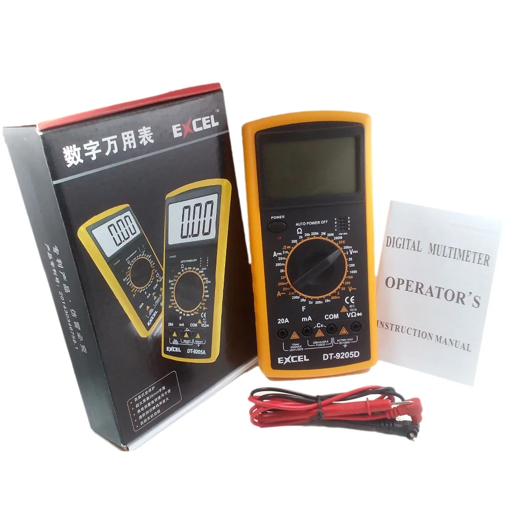 

EXCEL DT9205D Digital Multimeter Transistor amplification tester Capacitance Resistance Tester Meter DC AC Current Voltage